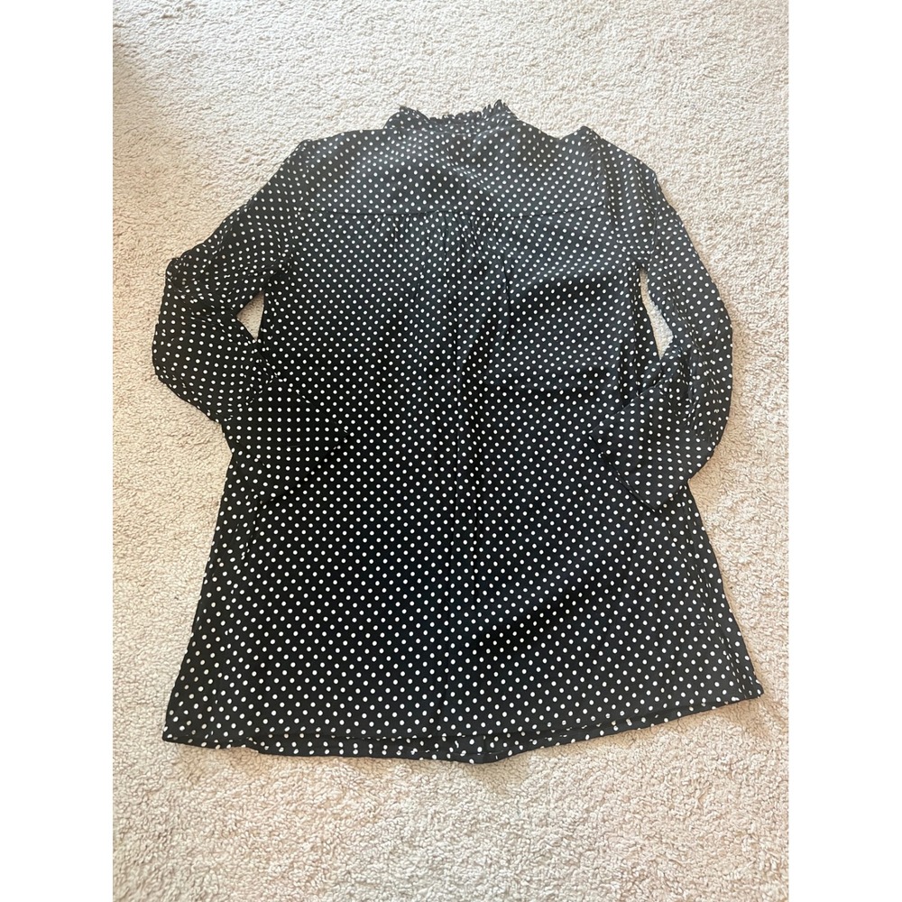 Zara Black White Polka Dot Mini Shirt Dress Size Small - Picture 5 of 5